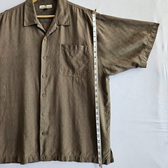 Tommy Bahama Silk Button Down Short Sleeved Shirt  Mens XL Relax Fit Brown - Picture 3 of 14
